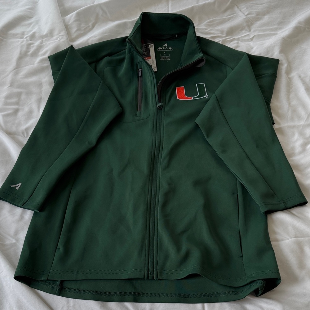 Antigua U of Miami Hurricanes - Women’s Forest Green Full-Zip Utility Jacket